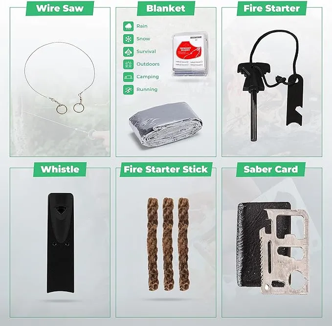 Survival Kit and First Aid Kit - Survival Gear and Equipment – Bug Out Bag Survival Kit - Camping Accessories with Axe, Shovel, Knife – Camping Gear – Camping Outdoor - Survival Gear