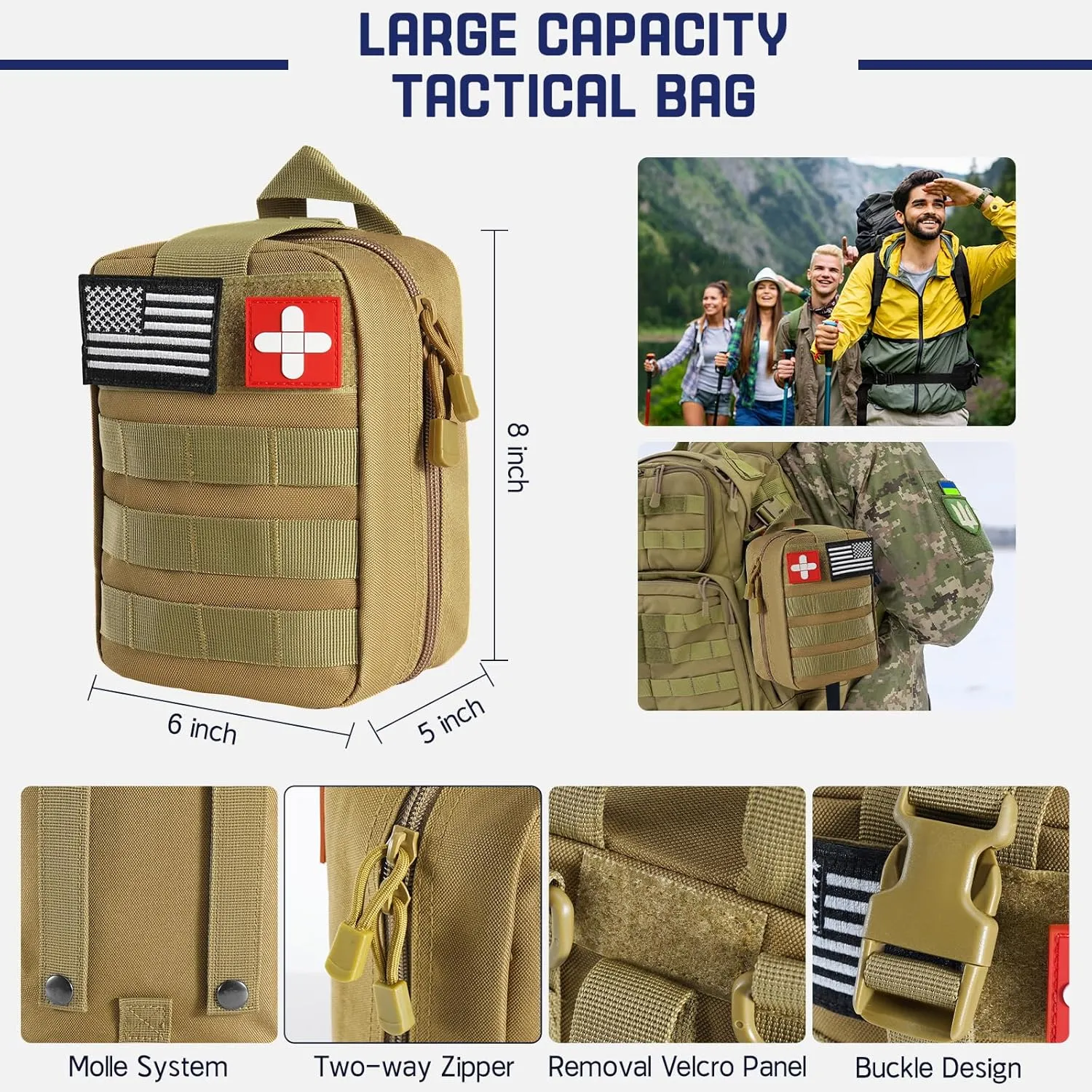 Survival Kits, 149Pcs Survival Gear First Aid Kit IFAK with Molle System Essential Camping Gear Emergency Medical Supplies for Car Fishing Hunting Outdoor Adventure, Camping Essentials