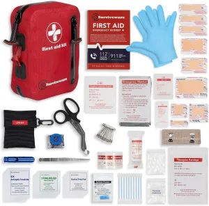 Surviveware Waterproof Premium Survival First Aid Kit - Survival Emergency Preparedness for Travel Camping Gear, Survival Kit and Outdoor Emergencies - HSA & FSA Eligible Survival Kit