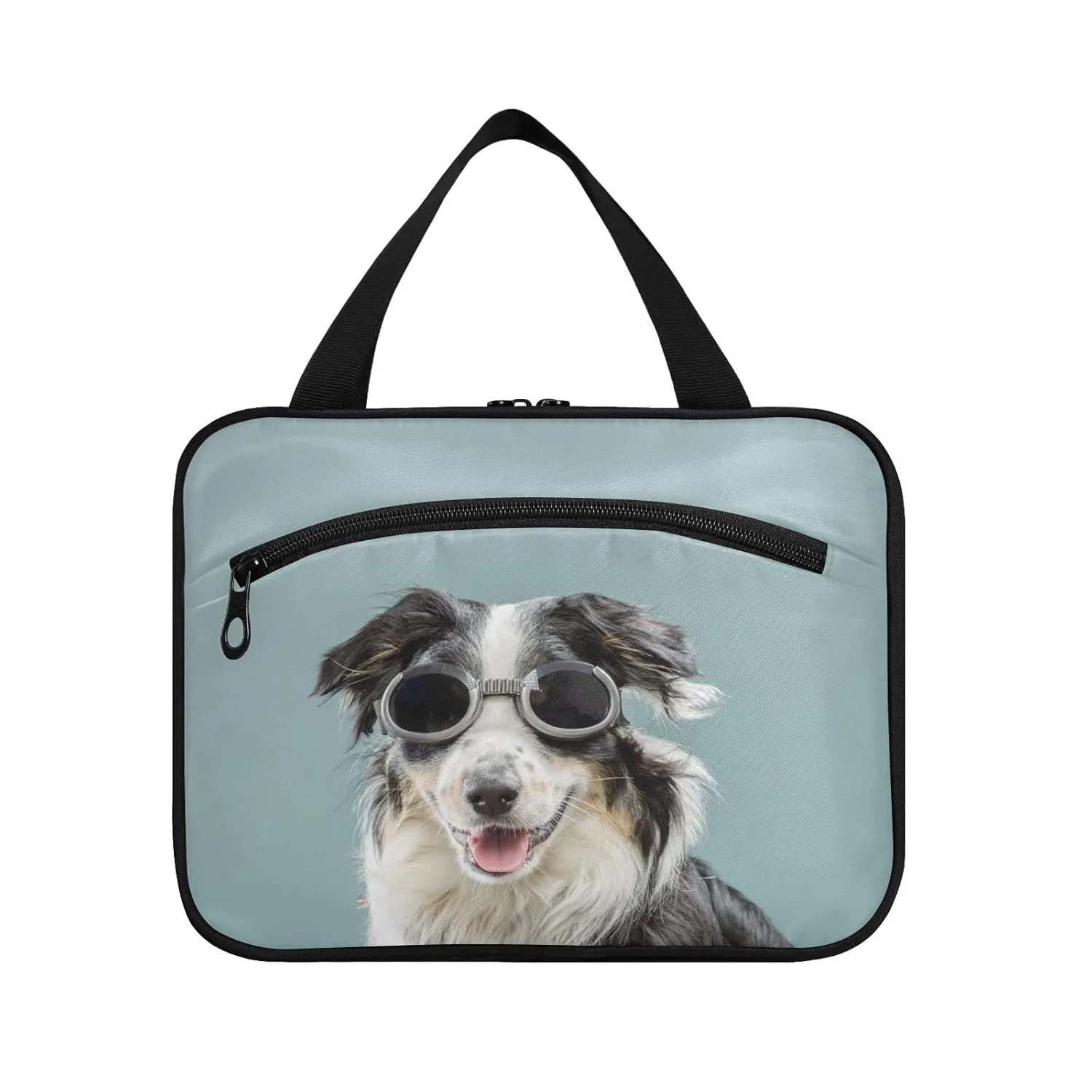 susiyo Australian Shepherd Dog Toiletry Bags with Hanging Hook Foldable Cosmetic Bag Travel Accessories - Large