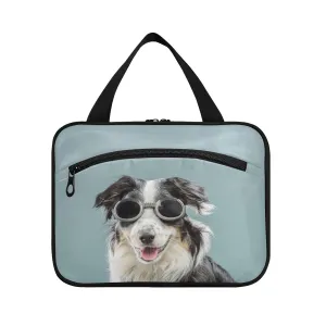 susiyo Australian Shepherd Dog Toiletry Bags with Hanging Hook Foldable Cosmetic Bag Travel Accessories - Large