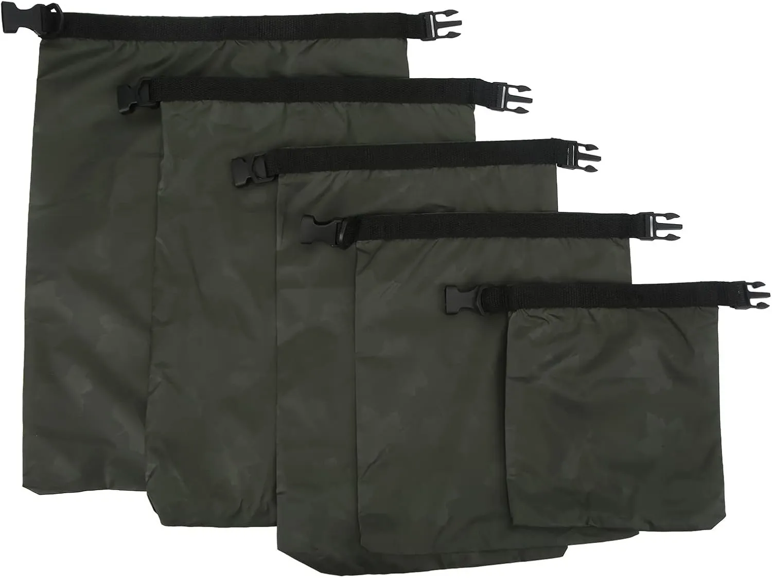 Swimming Dry Bag Durable Lightweight Floating Storage Bag for Kayaking Camping Army Green 5Pcs 1.5L to 10L