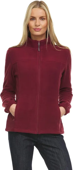 Swiss Alps Womens Lightweight Full-Zip Polar Soft Fleece Jacket Long-Sleeve Outdoor Coat with Pockets for Fall Winter