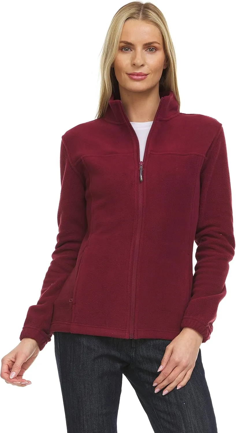 Swiss Alps Womens Lightweight Full-Zip Polar Soft Fleece Jacket Long-Sleeve Outdoor Coat with Pockets for Fall Winter