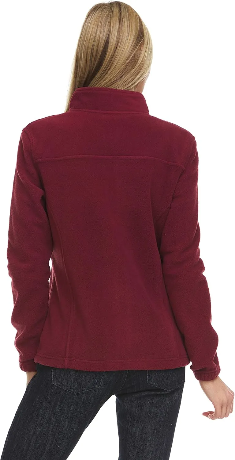 Swiss Alps Womens Lightweight Full-Zip Polar Soft Fleece Jacket Long-Sleeve Outdoor Coat with Pockets for Fall Winter