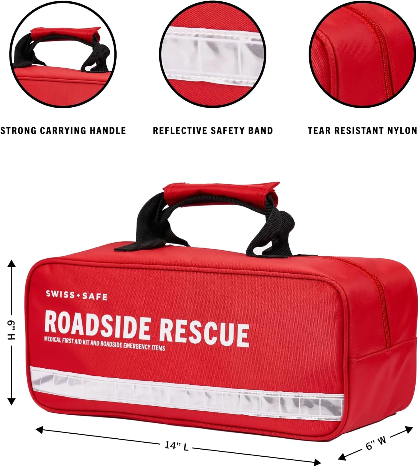 Swiss Safe 2-in-1 First Aid Kit for Car, Travel & Home, Businesses - Bonus Mini Kit for Medical Emergency Aid, Survival, Camping - FSA & HSA Eligible - 233 Piece, Car FAK
