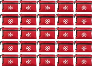 Swiss Safe 2-in-1 First Aid Kit for Car, Travel & Home, Businesses - Bonus Mini Kit for Medical Emergency Aid, Survival, Camping - FSA & HSA Eligible - 64 Piece, 25 Pack