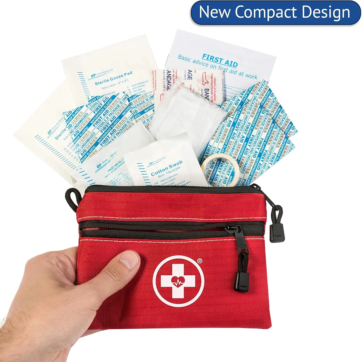Swiss Safe 2-in-1 First Aid Kit for Car, Travel & Home, Businesses - Bonus Mini Kit for Medical Emergency Aid, Survival, Camping - FSA & HSA Eligible - 64 Piece, 25 Pack