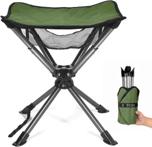 Swivel Portable Camping Stool, Collapsible Folding Outdoor Stools for Adults, Foldable Lightweight Compact 360 Stool Chair for Hiking Fishing Travel, Support 300 LBS