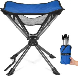 Swivel Portable Camping Stool, Collapsible Folding Outdoor Stools for Adults, Foldable Lightweight Compact 360 Stool Chair for Hiking Fishing Travel, Support 300 LBS