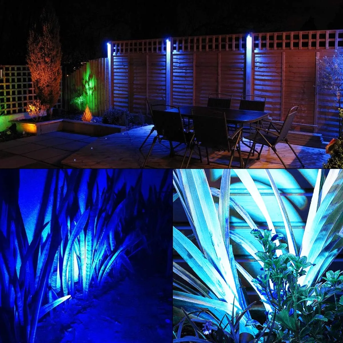 T-SUNUS Solar Spot Lights Blue - Outdoor Wall Lights with 9.8ft Cable, IP65 Waterproof, Separated Solar Panel for Yard, Driveway, Pathway, Pool, Tree, Patio Landscaping