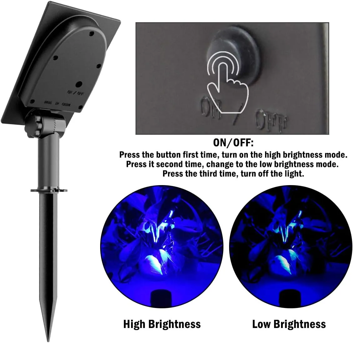T-SUNUS Solar Spot Lights Blue - Outdoor Wall Lights with 9.8ft Cable, IP65 Waterproof, Separated Solar Panel for Yard, Driveway, Pathway, Pool, Tree, Patio Landscaping