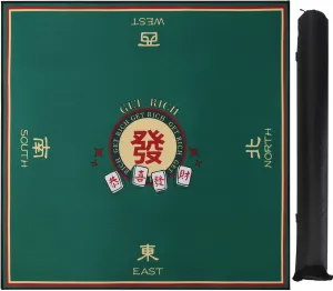 Table Cover for Mahjong, 31.1 Inches Mahjong Mat, Roll-up delivery with Carrying Bag (Green)
