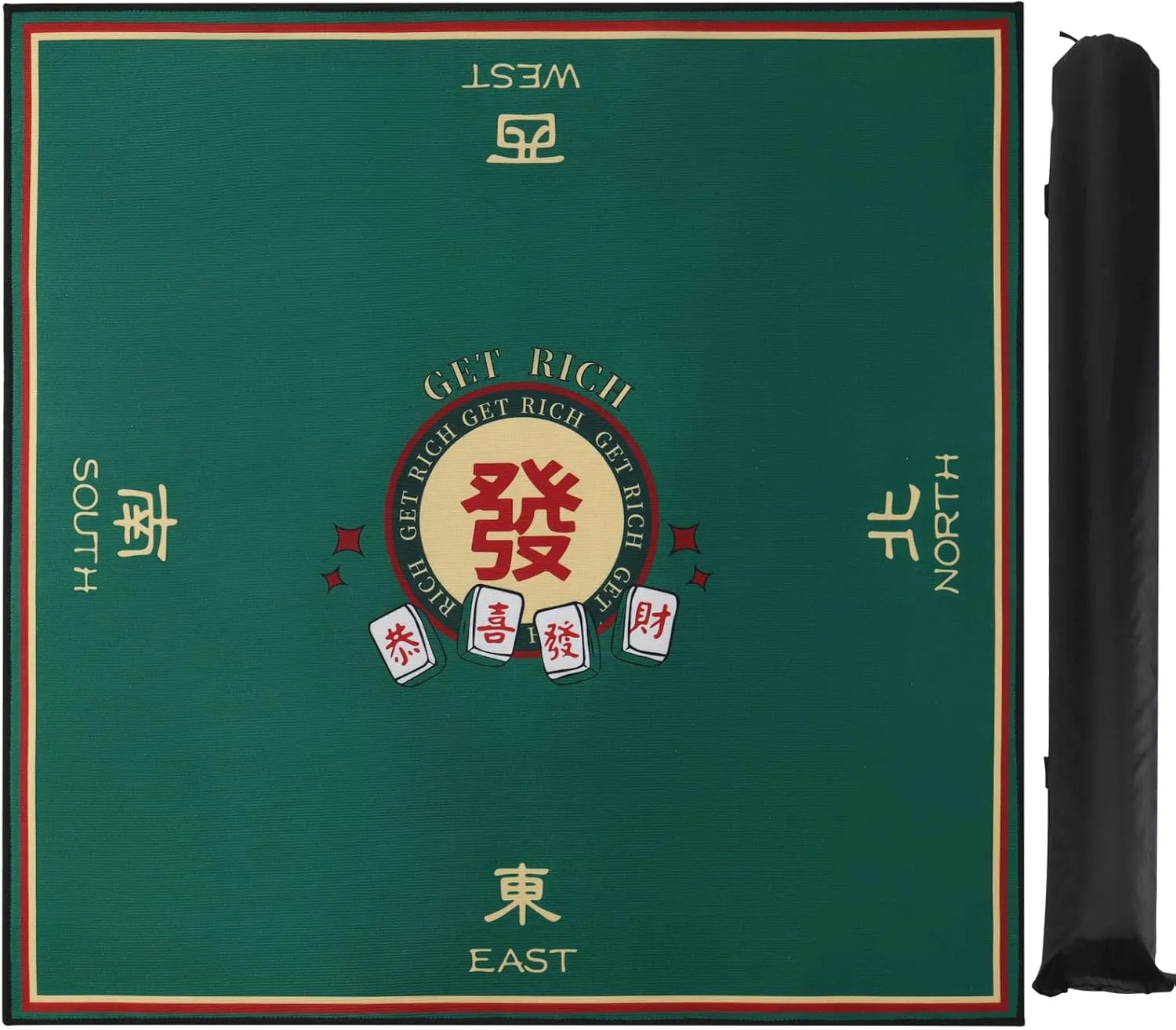 Table Cover for Mahjong, 31.1 Inches Mahjong Mat, Roll-up delivery with Carrying Bag (Green)