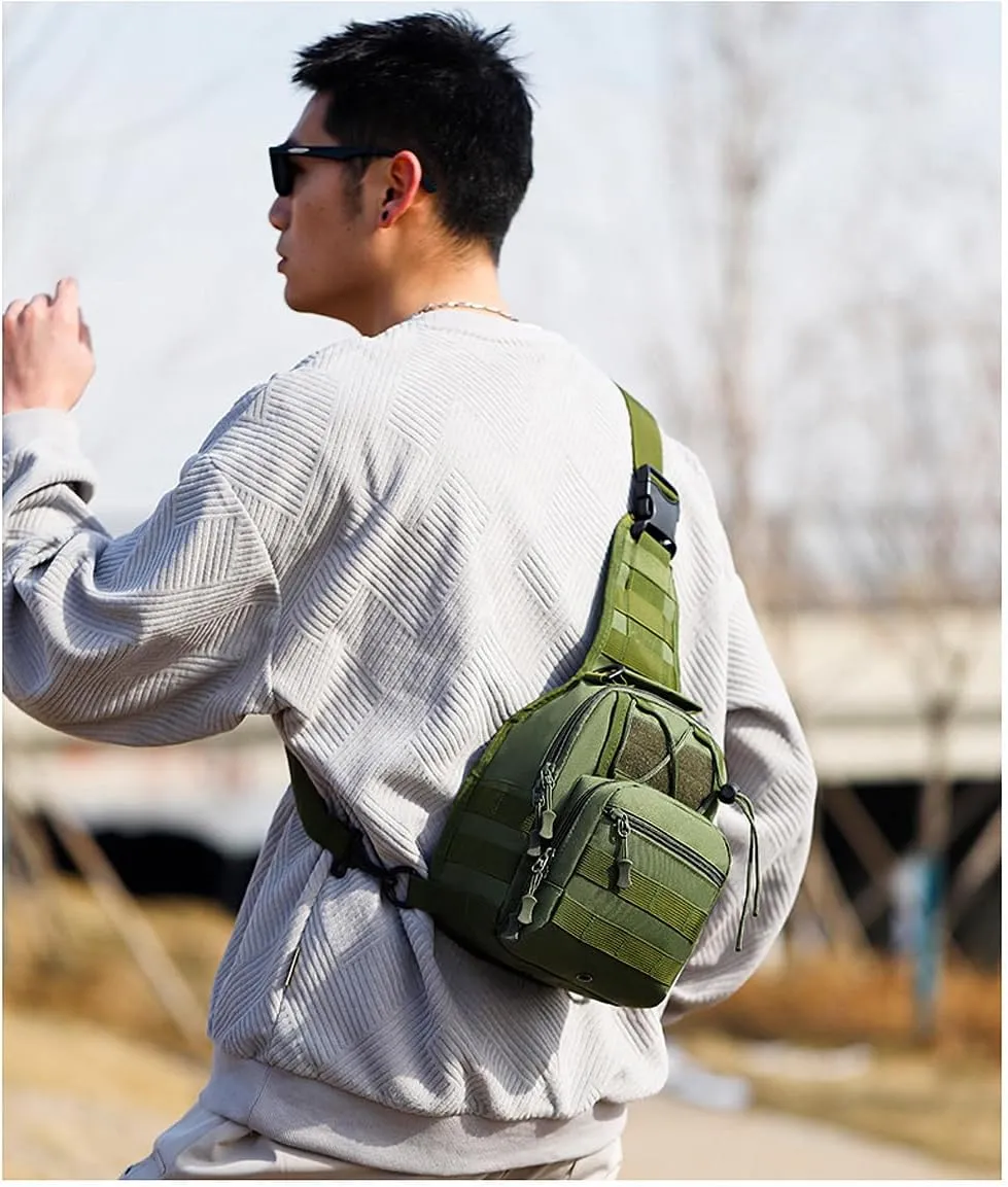 Tactical Backpack, Waterproof Military Cross-body Molle Sling Shoulder Backpack Chest Bag for Outdoor Every Day Carry Green