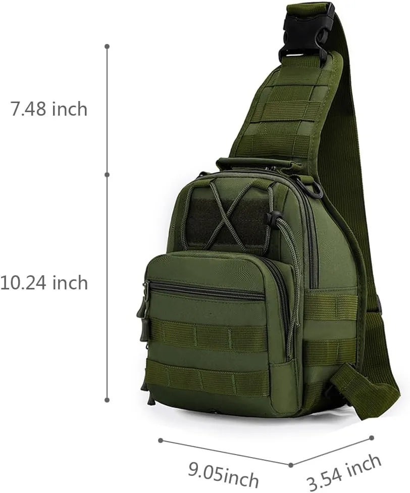 Tactical Backpack, Waterproof Military Cross-body Molle Sling Shoulder Backpack Chest Bag for Outdoor Every Day Carry Green