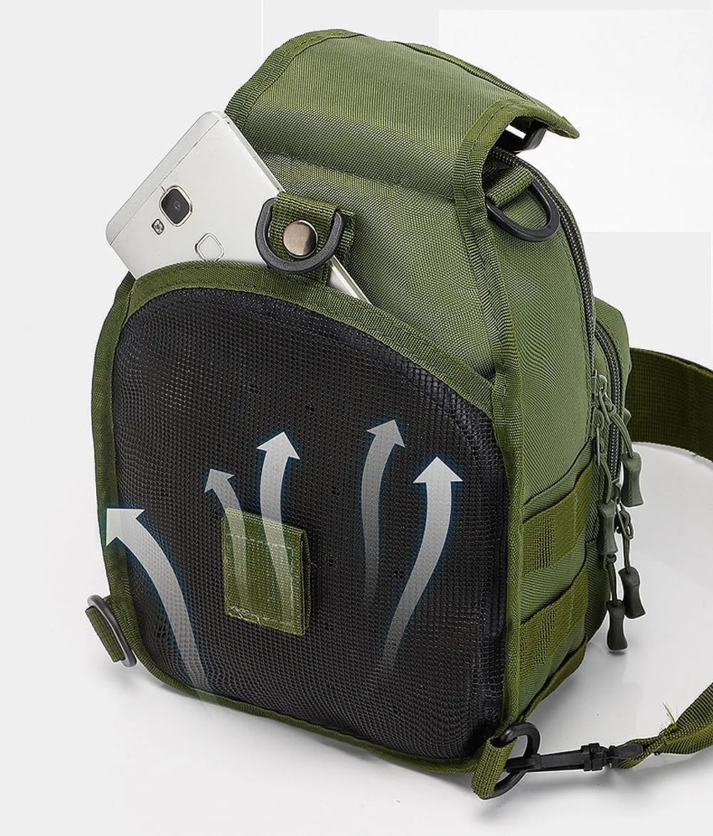 Tactical Backpack, Waterproof Military Cross-body Molle Sling Shoulder Backpack Chest Bag for Outdoor Every Day Carry Green