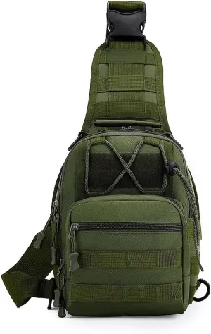 Tactical Backpack, Waterproof Military Cross-body Molle Sling Shoulder Backpack Chest Bag for Outdoor Every Day Carry Green
