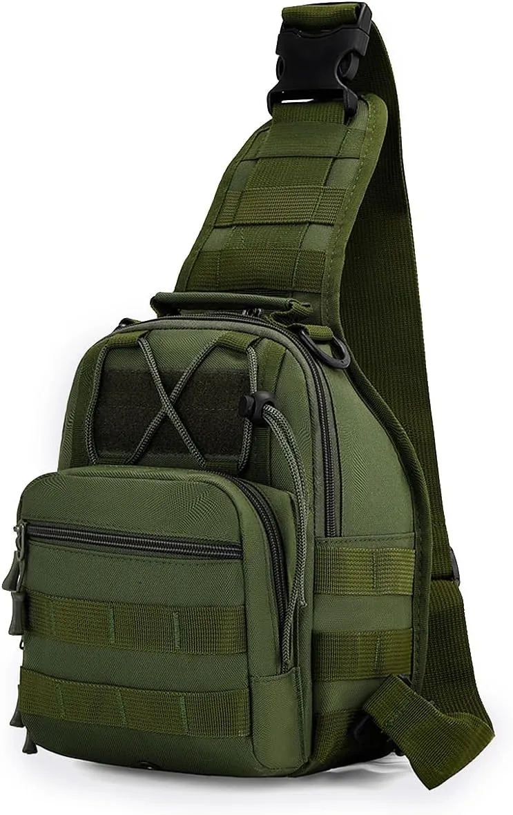 Tactical Backpack, Waterproof Military Cross-body Molle Sling Shoulder Backpack Chest Bag for Outdoor Every Day Carry Green