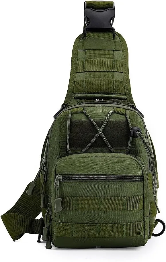 Tactical Backpack, Waterproof Military Cross-body Molle Sling Shoulder Backpack Chest Bag for Outdoor Every Day Carry Green