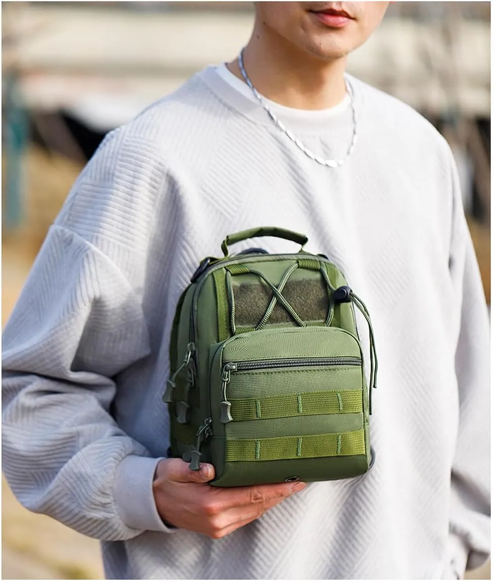Tactical Backpack, Waterproof Military Cross-body Molle Sling Shoulder Backpack Chest Bag for Outdoor Every Day Carry Green