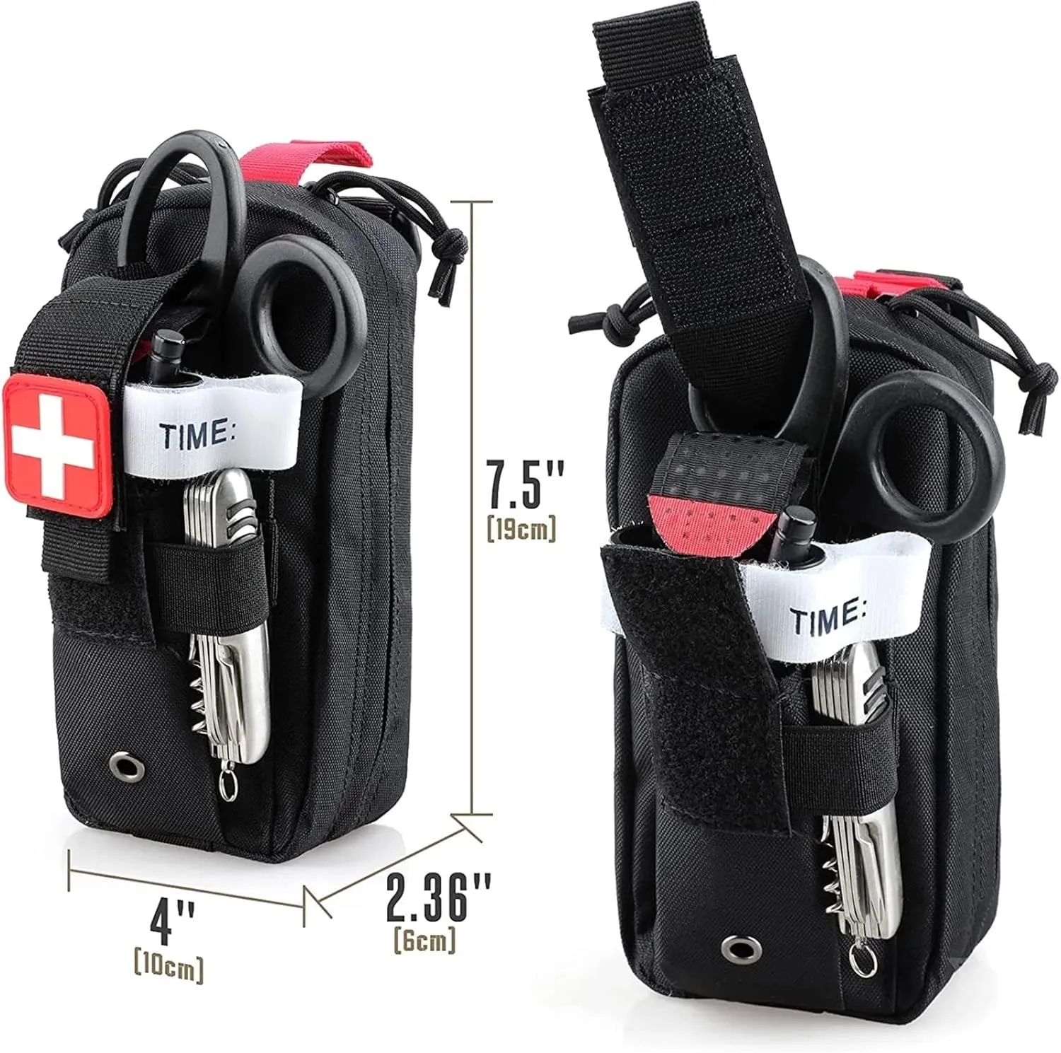 Tactical EMT First Aid Pouch Bag with Tourniquet Scissors Bandage Mini Medical Bag for Emergency IFAK Trauma Military Combat Portable Molle Military First Aid Kit(Khaki)