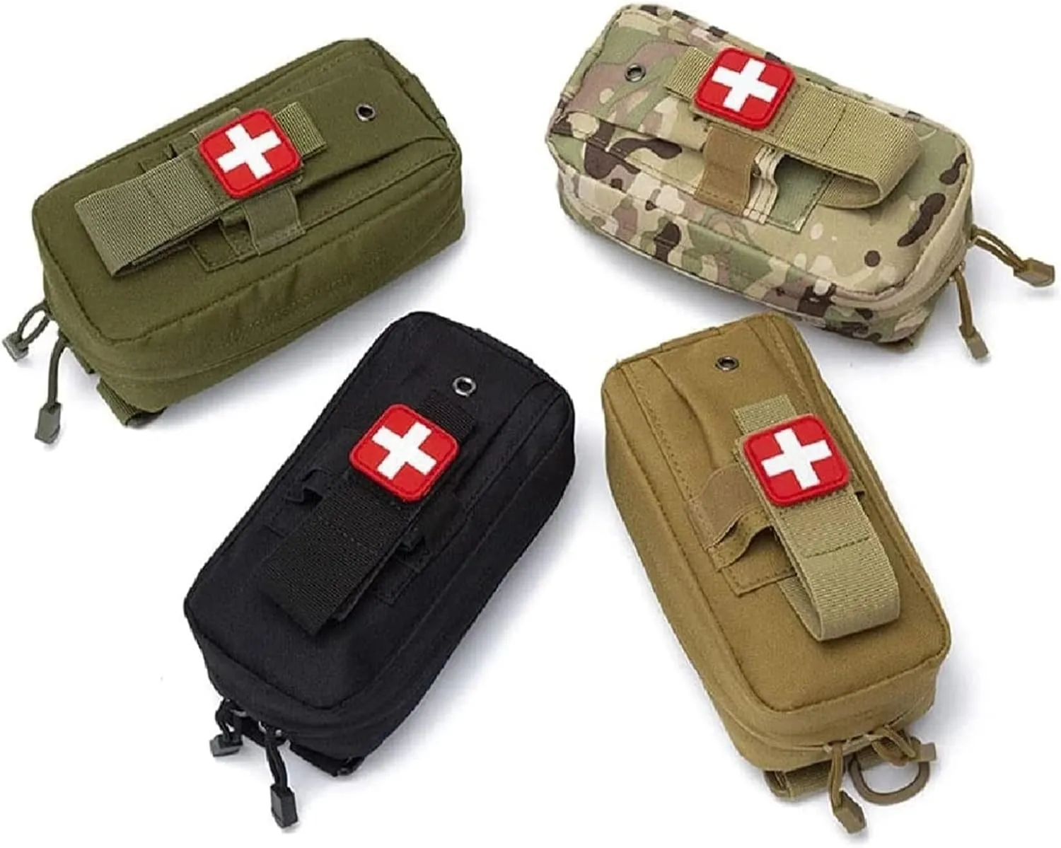Tactical EMT First Aid Pouch Bag with Tourniquet Scissors Bandage Mini Medical Bag for Emergency IFAK Trauma Military Combat Portable Molle Military First Aid Kit(Khaki)