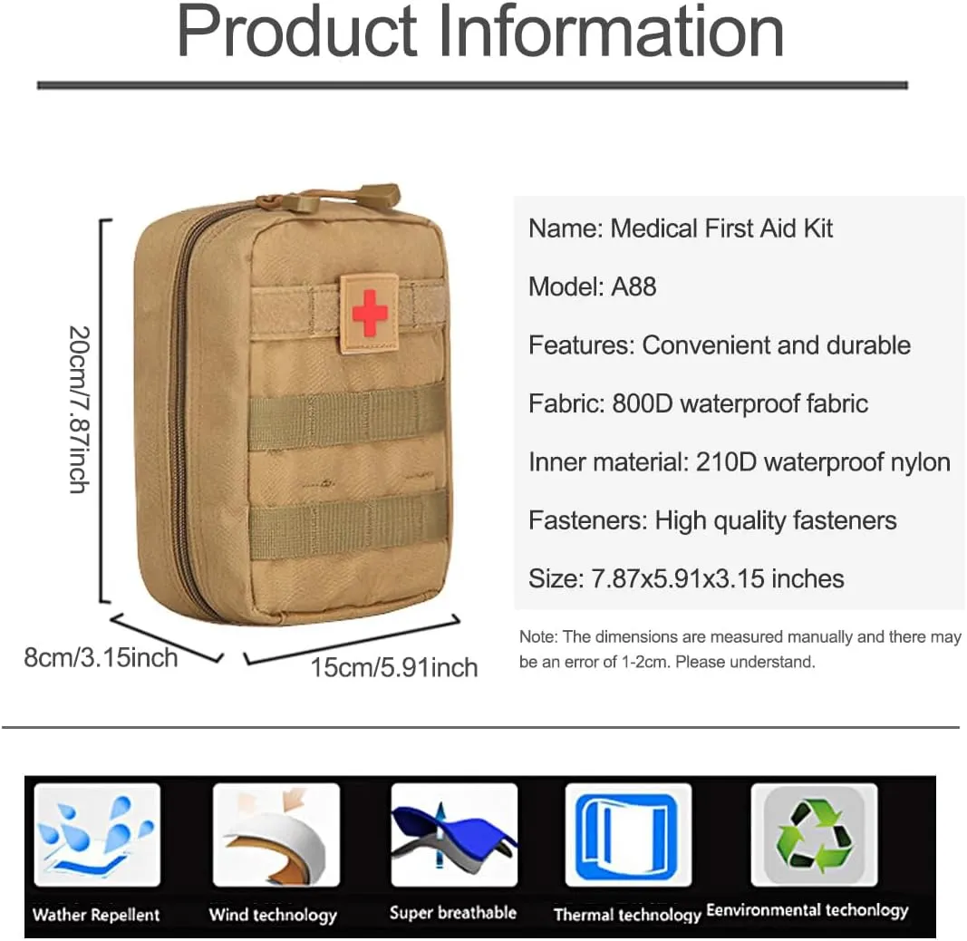 Tactical First Aid Pouch Molle EMT Pouches Military Medical Bag Outdoor Emergency Survival Kit Quick Release Design