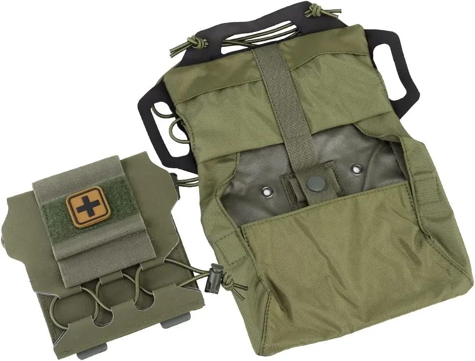 Tactical MOLLE First Aid Pouch Storage Pocket Bag Two Piece System, Dump Pouch IFAK Nylon EMT Trauma Pouch Everyday Carry