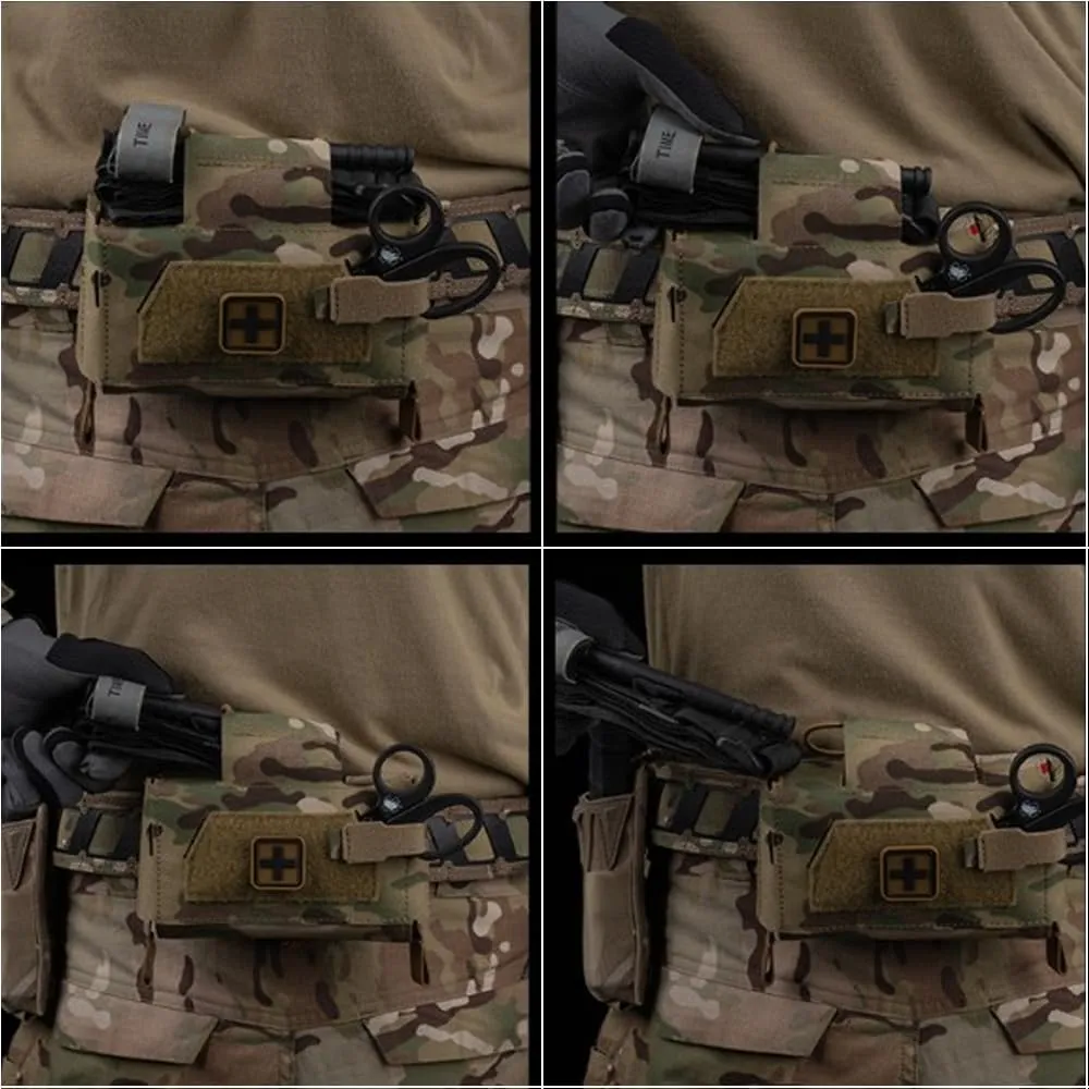 Tactical MOLLE Rapid First-aid Pouch Survival Two-Piece System Medical Roll Bag Compact Kit(WG)