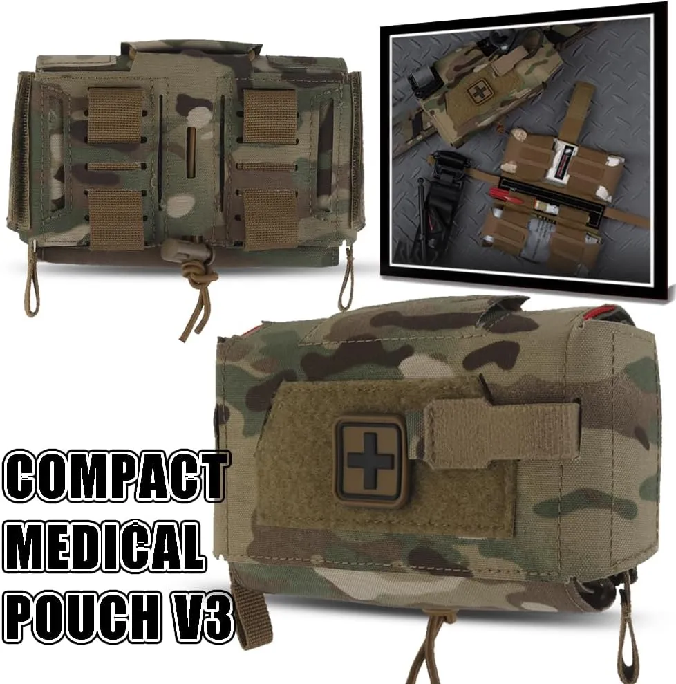 Tactical MOLLE Rapid First-aid Pouch Survival Two-Piece System Medical Roll Bag Compact Kit(WG)