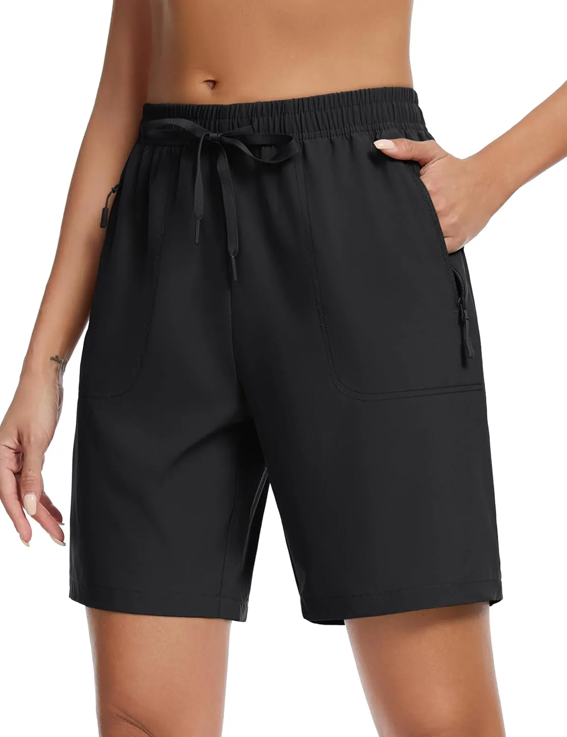 TACVASEN Women's Hiking Shorts Quick Dry Lightweight 8" Water Resistant Athletic Shorts with Pockets Outdoor Golf Active