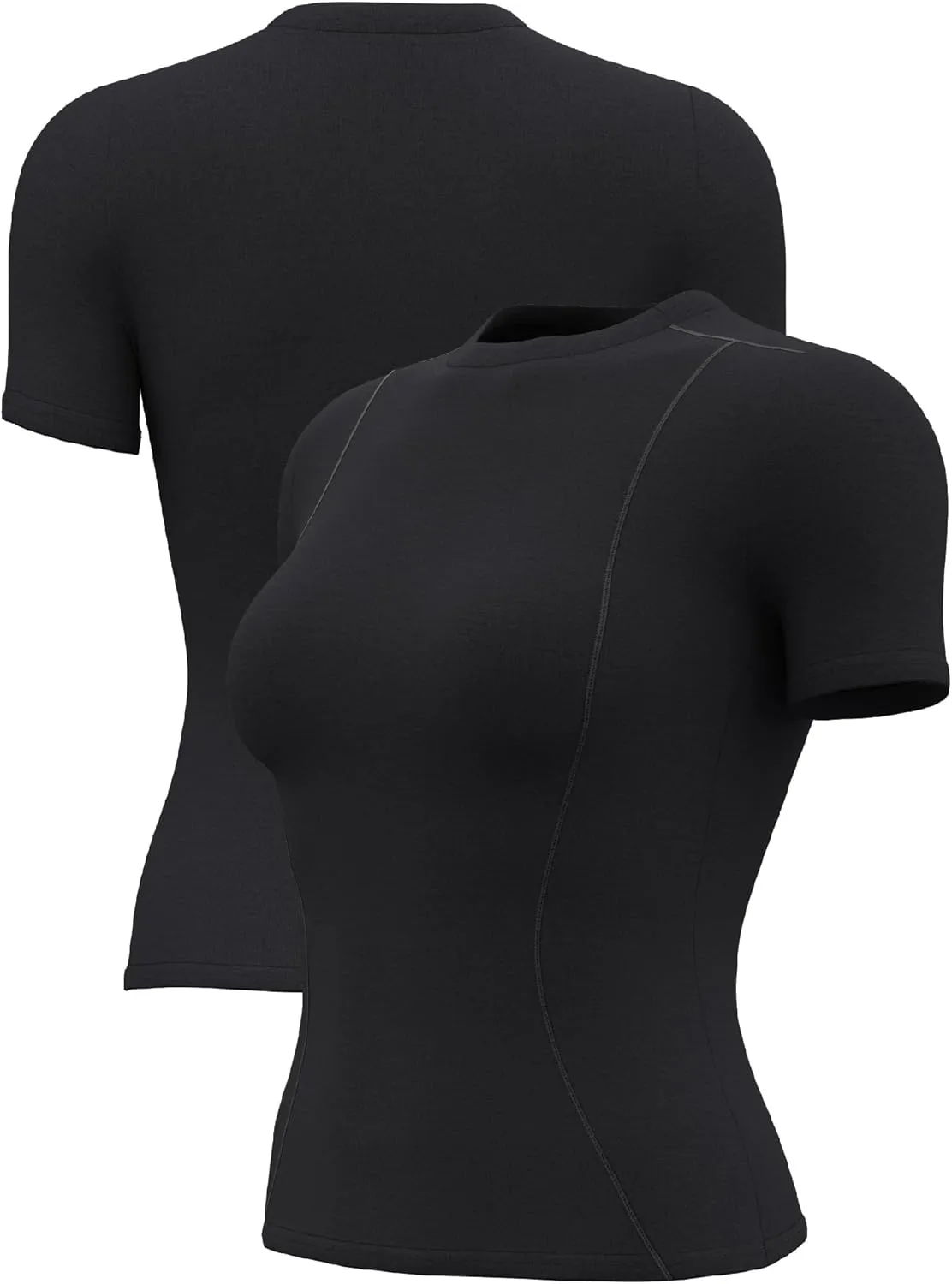 TAISIM Women's Dry Fit Workout Shirt Crew Neck Compression Top