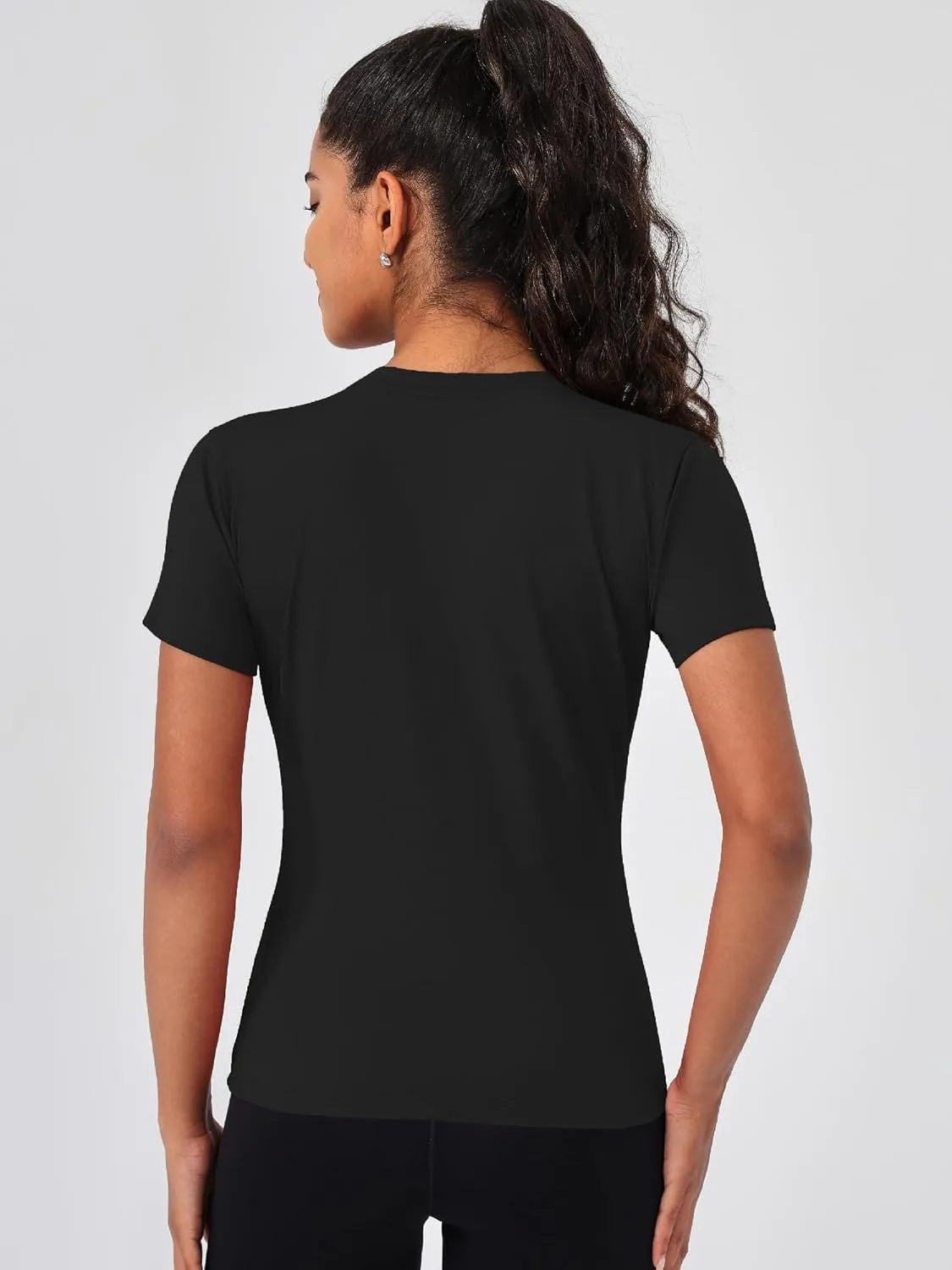 TAISIM Women's Dry Fit Workout Shirt Crew Neck Compression Top