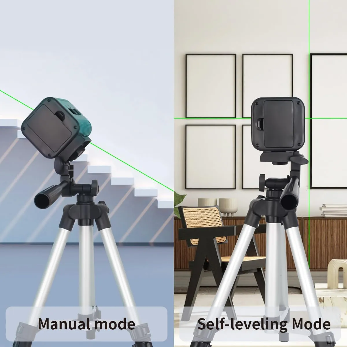 Takamine Laser Level with Tripod, 50 Feet Self-Leveling Green Cross Line Laser, Vertical and Horizontal Lines,for Construction, Tiling, Hanging Pictures, Includes Tripod, Batteries, and Carrying Bag