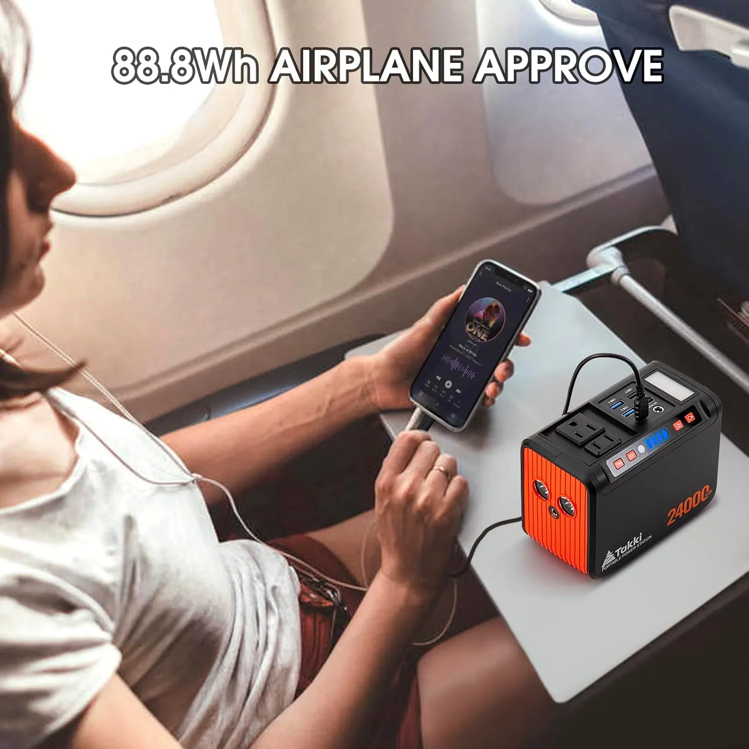 Takki 88.8Wh Portable Power Station Lithium Battery Solar Generator Power Bank with 120W Peak AC Outlet Battery Backup for Camping Home Use Emergency(Solar Panel Optional)