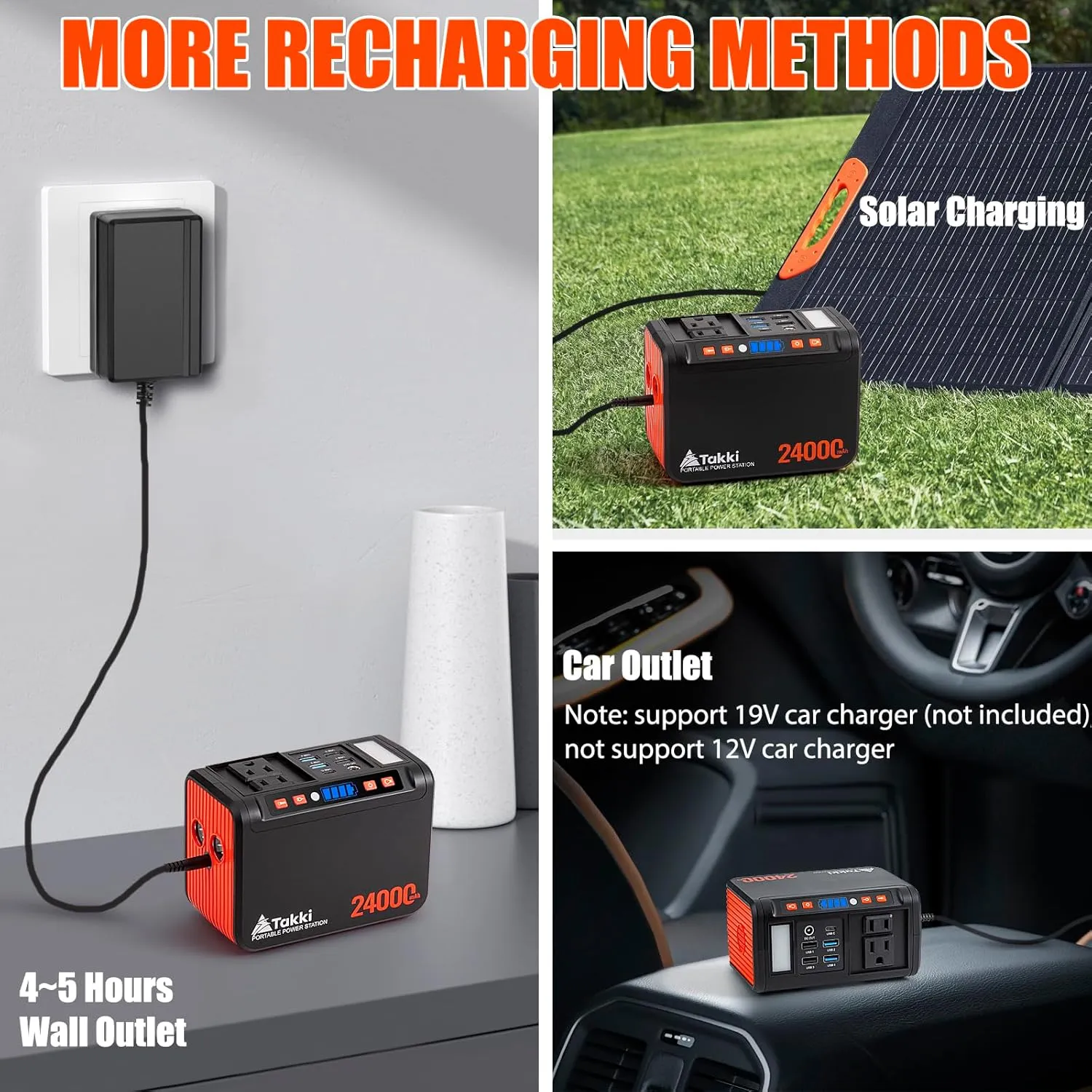 Takki 88.8Wh Portable Power Station Lithium Battery Solar Generator Power Bank with 120W Peak AC Outlet Battery Backup for Camping Home Use Emergency(Solar Panel Optional)
