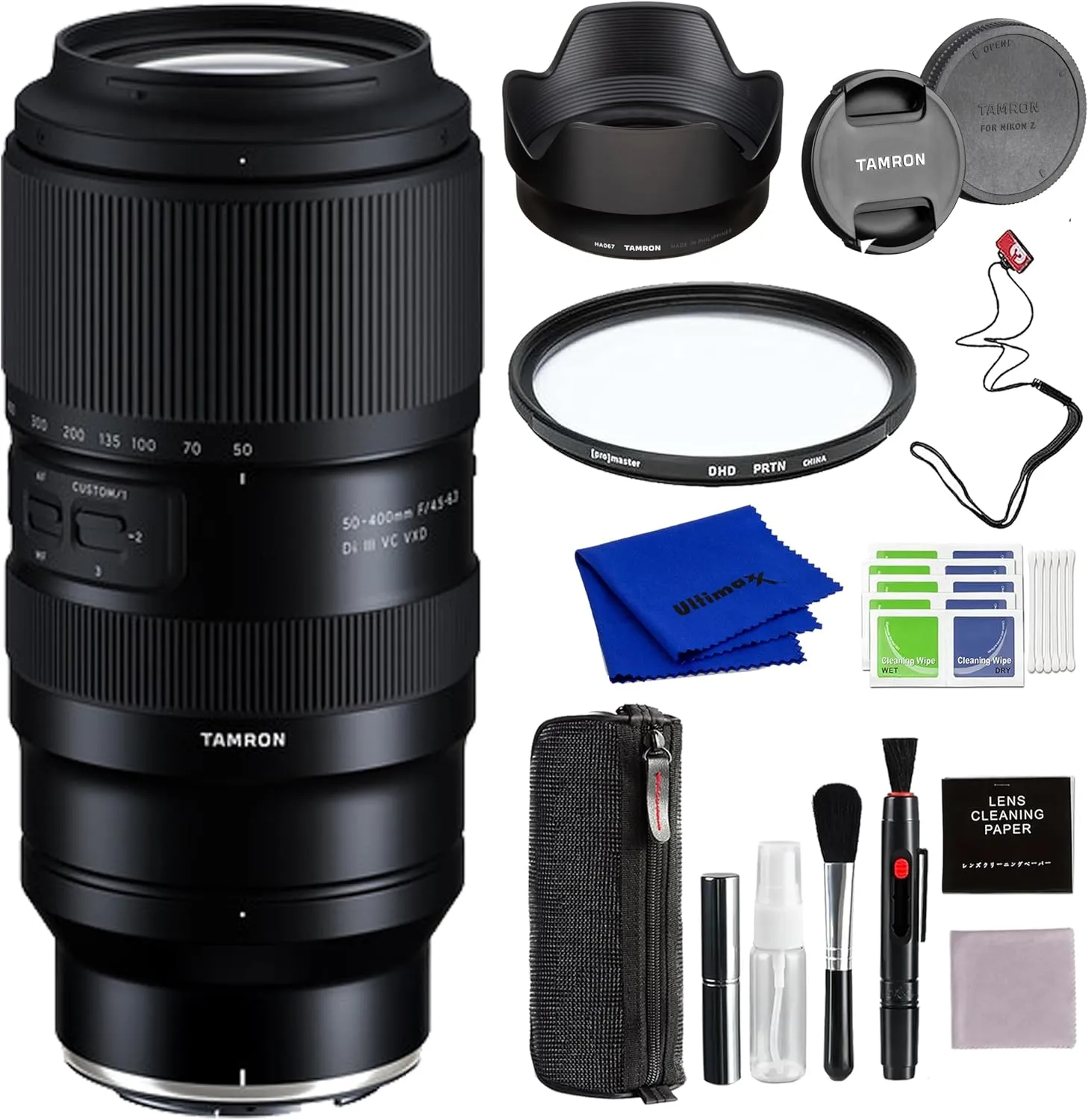 Tamron 50-400mm f/4.5-6.3 Di III VC VXD Lens (Nikon Z) with Pixel Advance Accessories and Travel Bundle | AFA067Z-700 | Tamron 50-400mm Lens