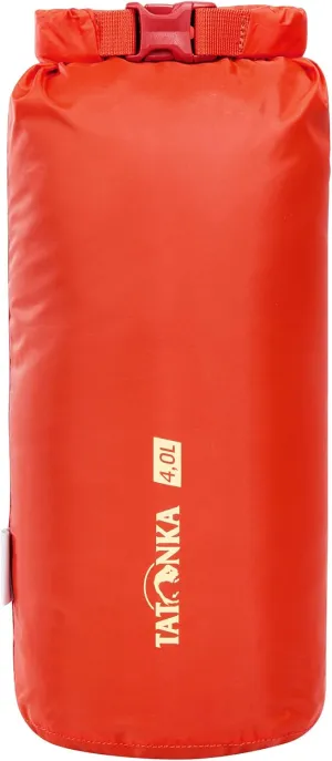 Tatonka Packsack Dry Sack 4 L - Waterproof Pack Bag with Roll Closure and Clasp - Made of Recycled Polyester - 4 Litre Volume (Red)
