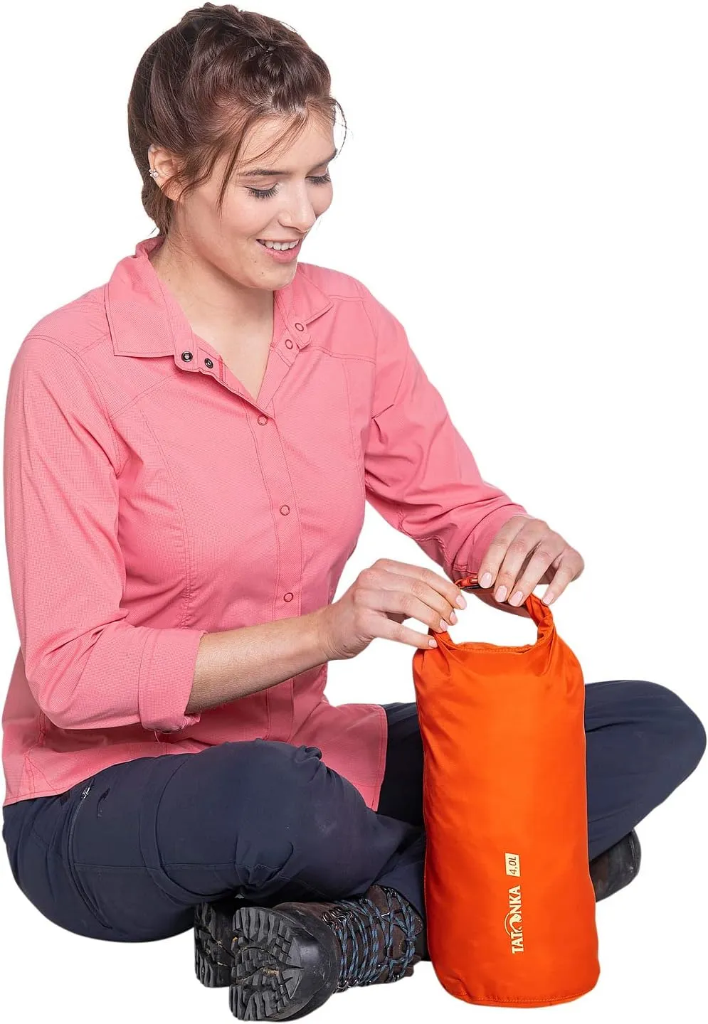 Tatonka Packsack Dry Sack 4 L - Waterproof Pack Bag with Roll Closure and Clasp - Made of Recycled Polyester - 4 Litre Volume (Red)