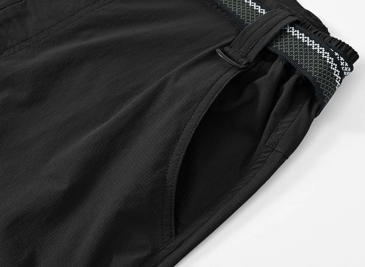 TBMPOY Men's Lightweight Hiking Pants with Belt 5 Zip Pockets Waterproof Quick-Dry Travel Fishing Work Outdoor Pants