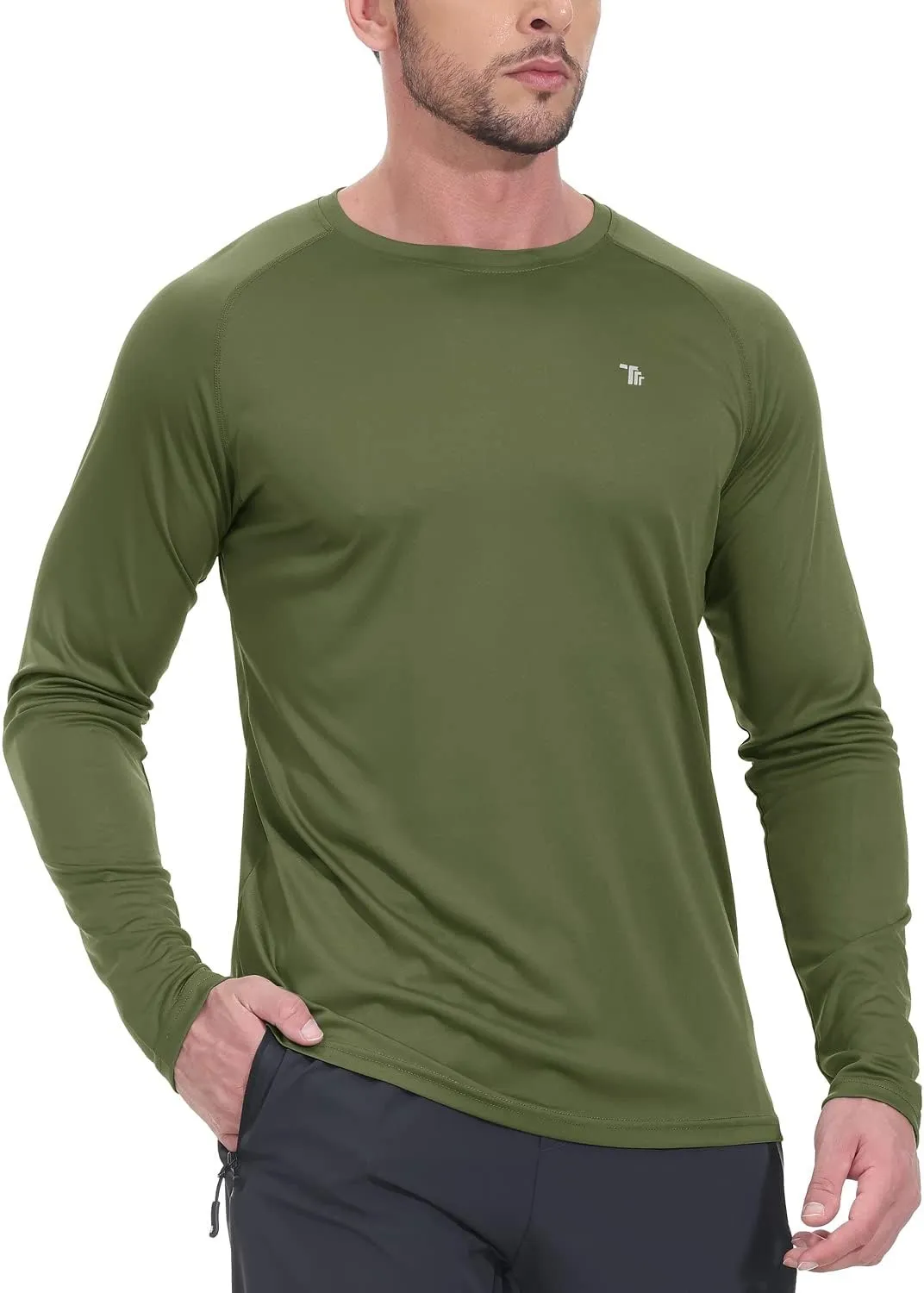 TBMPOY Mens Sun Protection Hiking Shirts Long Sleeve Water UPF 50  SPF UV Shirts Lightweight Fishing Hiking Swimming