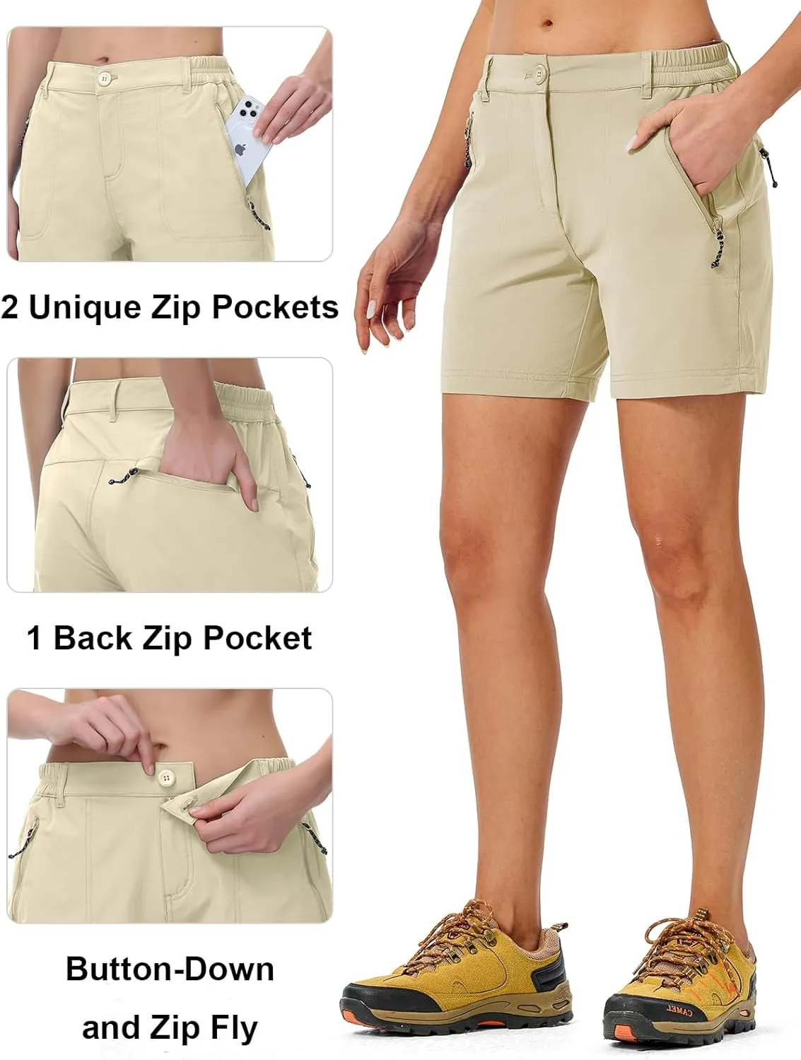 TBMPOY Women's 6" Hiking Cargo Shorts Quick Dry with Pockets Work Golf Short Lightweight Outdoor Active Summer for Women