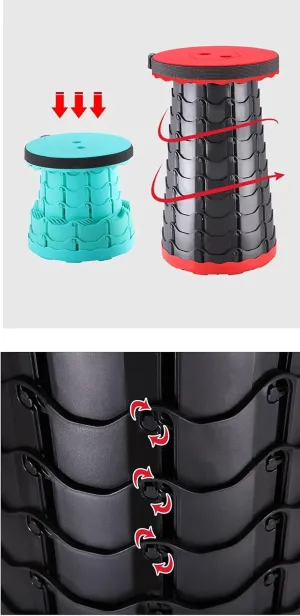 Telescopic Portable Stool, Camping Retractable Folding Stool for Fishing, Hiking, Travel, Queuing, Gardening Capacity 250Lbs,Blue Black
