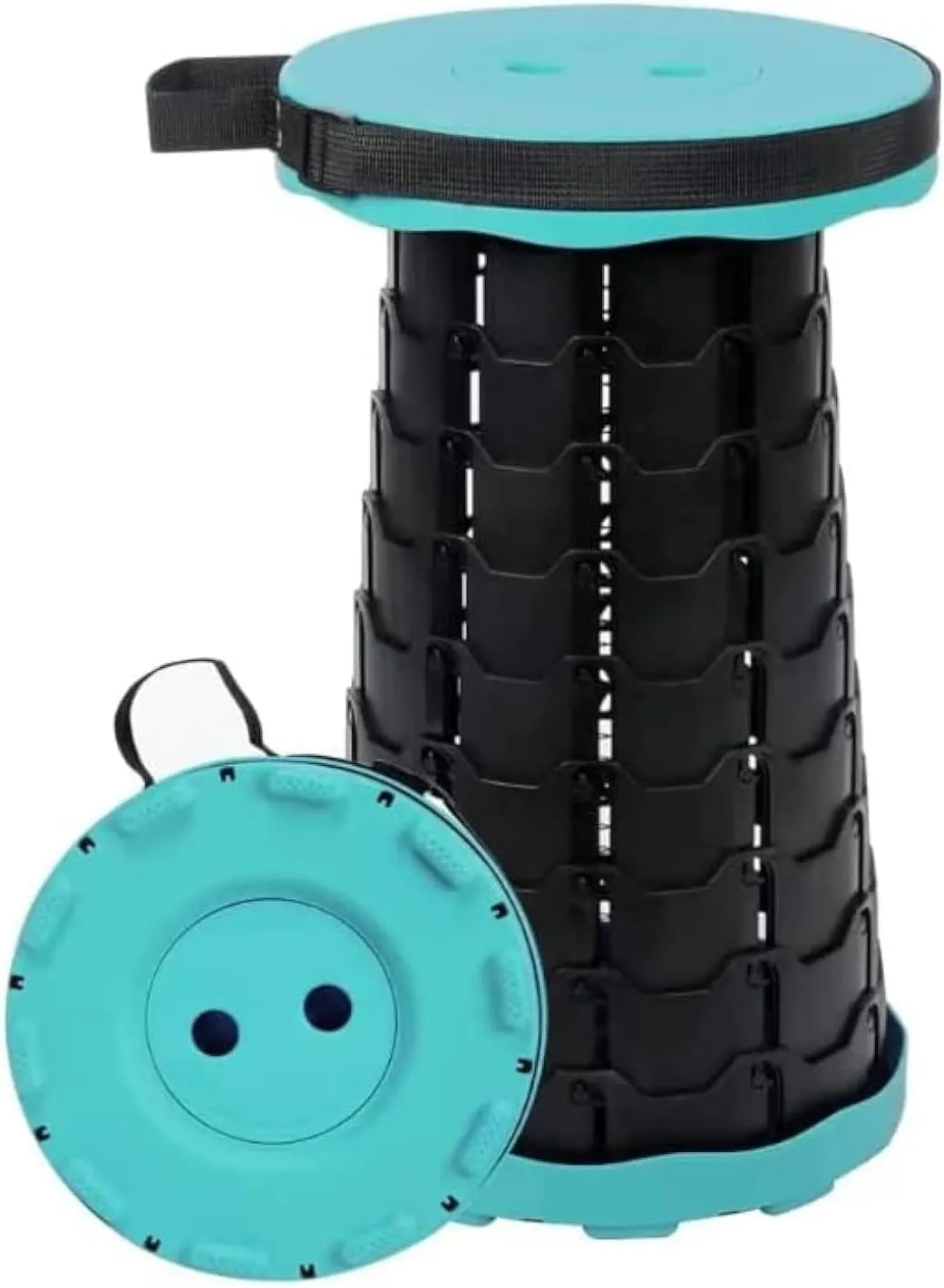Telescoping Camping Stool, Collapsible Portable Stool, Adjustable Foldable Stool for Camping Gym Rave Party Parks Fishing Hiking BBQ Gardening Max Load 400 LBs (Teal)
