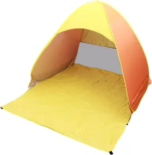 Tent Beach Automatic Folding Tent Instant up Sun Shelter Camping Waterproof Orange Yellow