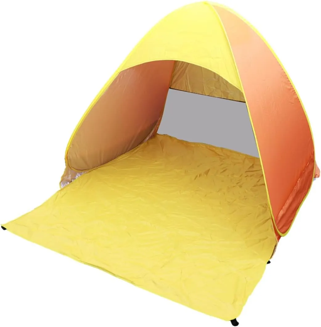 Tent Beach Automatic Folding Tent Instant up Sun Shelter Camping Waterproof Orange Yellow