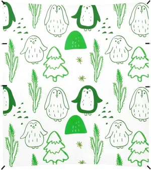 Tent Beach Canopy Green Penguins Christmas Trees Patio Sun Shade Outdoor 9.2 × 10.5 FT Decorative Camping Sun Shelter Yard Canopies with Sand Bags Poles