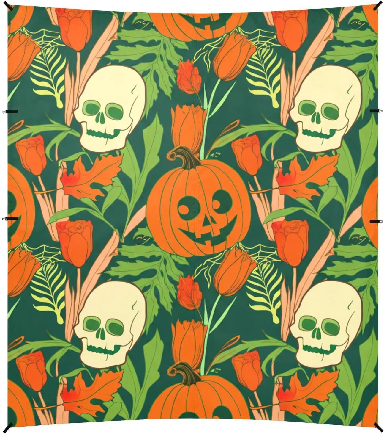 Tent Beach Canopy Sun Shade Outdoor Patio Picnic Camping Sun Shelter with Anchor Poles Easy up Waterproof 9.2 × 10.5 FT Halloween Skull Pumpkin Orange