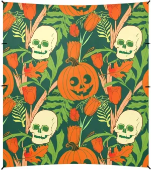Tent Beach Canopy Sun Shade Outdoor Patio Picnic Camping Sun Shelter with Anchor Poles Easy up Waterproof 9.2 × 10.5 FT Halloween Skull Pumpkin Orange